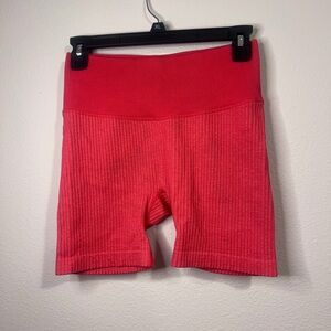 JoyLab Ribbed High-Waist Bike Shorts in Bright Red